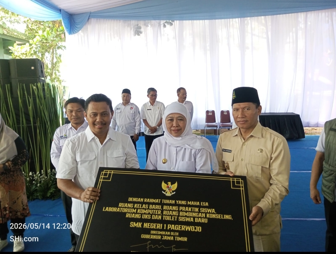 Gubernur Jatim Resmikan Fasilitas Baru SMKN 1 Pagerwojo, Perkuat Pendidikan Vokasi di Tulungagung