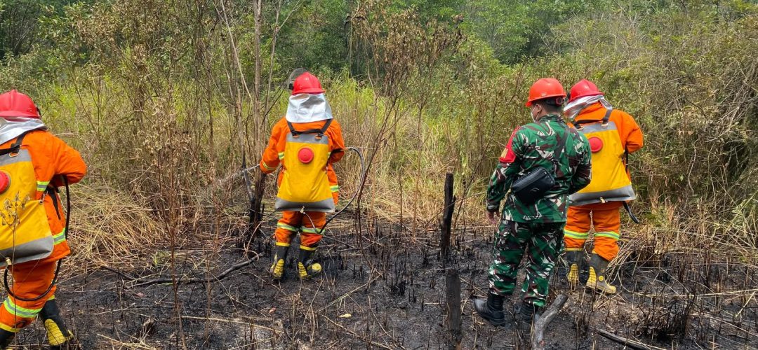 Koramil 1204-15/Sekadau Hilir Padamkan Tiga Titik Karhutla di Dusun Sungai Kunyit
